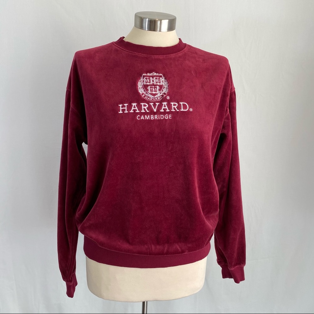 Maroon Velvet Harvard Crewneck Sweater